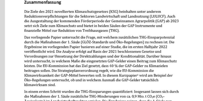 Erste Seite mit Text