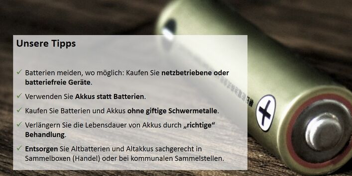 Tipps für Akkus und Batterien