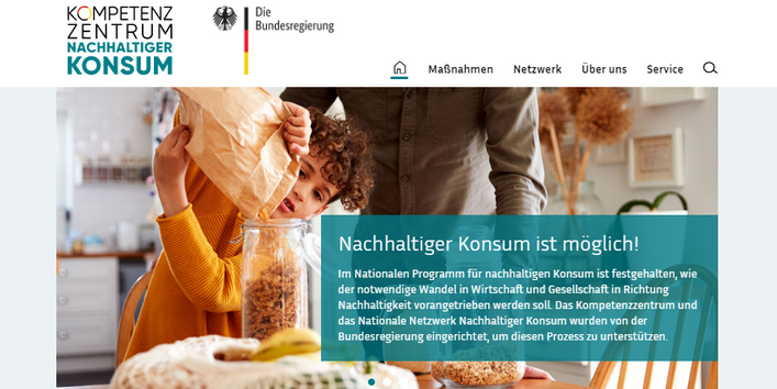 Screenshot der Startseite der Website