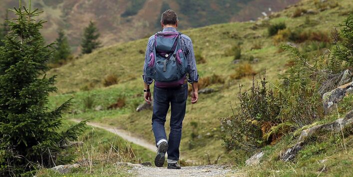 Man hiking in the mountains