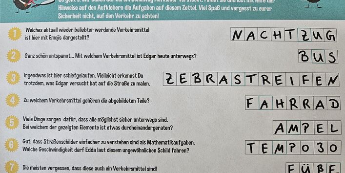 Lösungszettel ausgefüllt