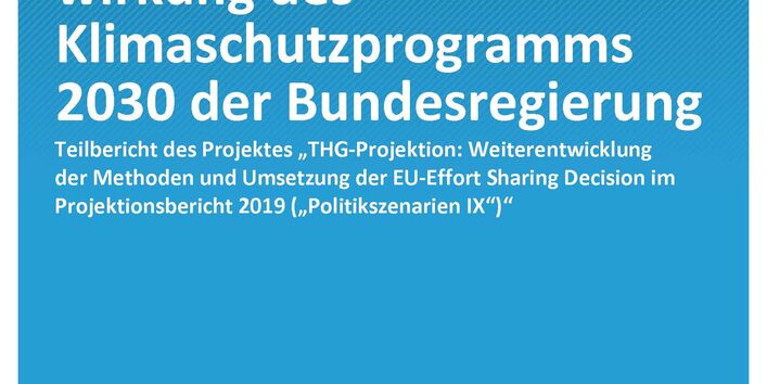 blaue Titelseite des Climate Change-Bands 33/2020 "Abschätzung der Treibhausgasminderungswirkung des Klimaschutzprogramms 2030 der Bundesregierung" des Umweltbundesamtes