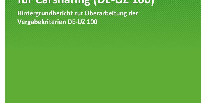 Titelseite der Publikation 63/2021 Umweltzeichen Blauer Engel für Carsharing (DE-UZ 100): Hintergrundbericht zur Überarbeitung der Vergabekriterien DE-UZ 100