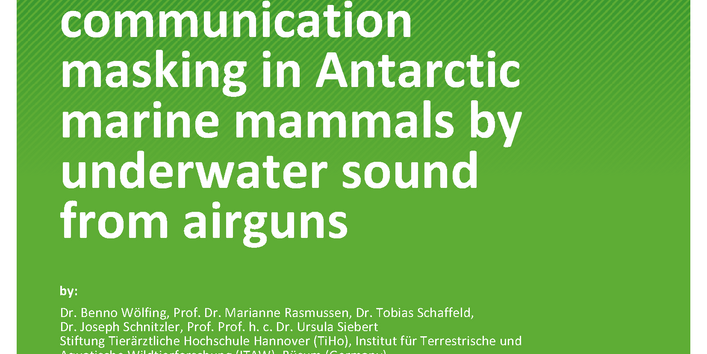 Cover of publication TEXTE 89/2021 Assessment of communication masking in Antarctic marine mammals by underwater sound from airguns