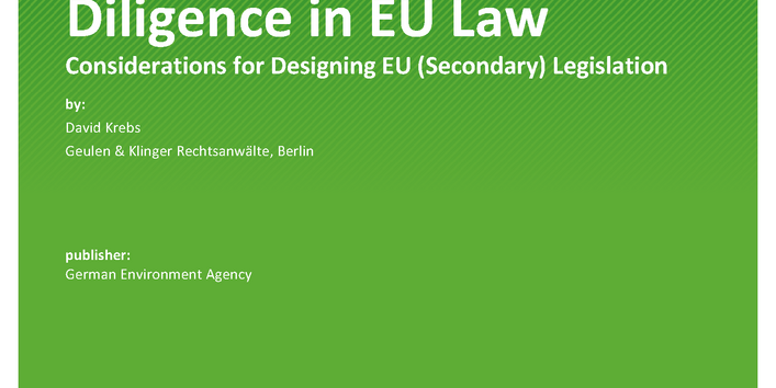 Cover of publication TEXTE 97/2021 Environmental Due Diligence in EU Law: Considerations for Designing EU (Secondary) Legislation