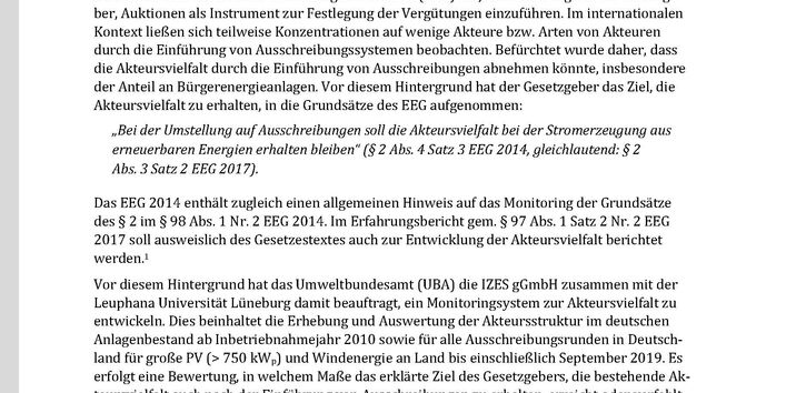 Cover von Fact-Sheet zu dem Forschungsbericht "Entwicklung und Umsetzung eines Monitoringsystems zur Analyse der Akteursstruktur"