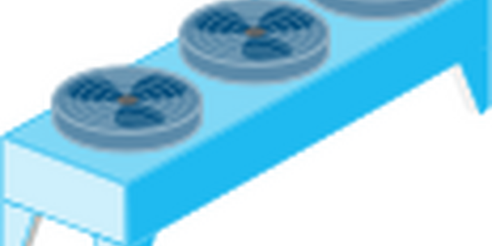 Blaue Infografik eines Rückkühlers.