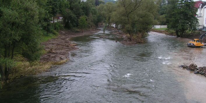 Fluss mit Bauminseln