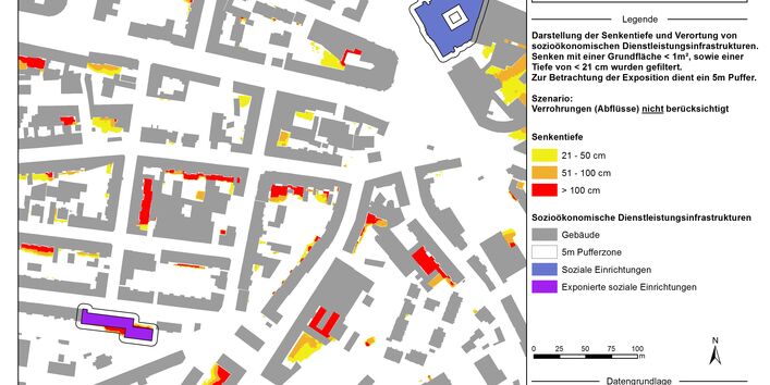 Karte die gefährdete Infrastruktur darstellt