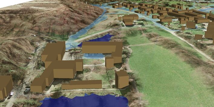 Schloß Lünten in 3D von oben gesehen