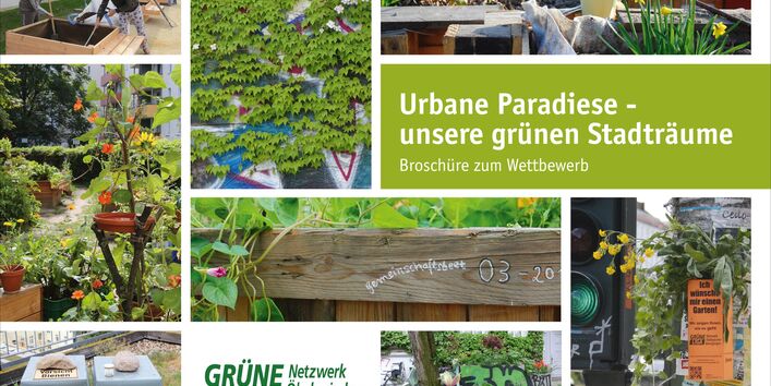 Verschiedene Projekte sind zu sehen: Hochbeete, Bienenkästen, Fassadenbegrünung, etc. 