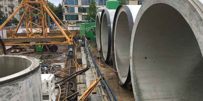 Bau des Stauraumkanals im Mauerpark, Copyright: Berliner Wasserbetriebe/ Stephan Natz