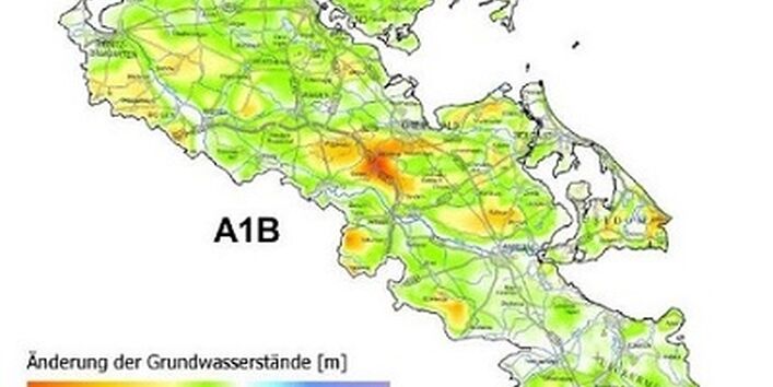 Grafik Änderung der mittleren Grundwasserstände 2041-2060