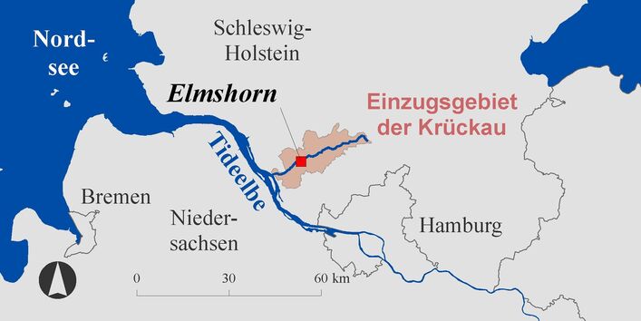 Übersichtskarte Flusseinzugsgebiet Krückau (TUHH)