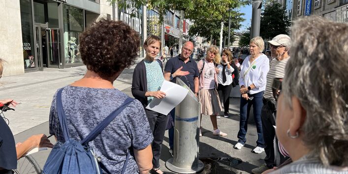 Station des Klima-Spaziergangs: Der Trinkbrunne auf der Schadowstraße