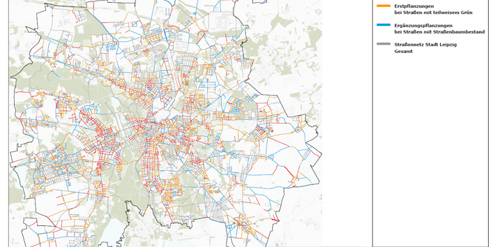 Zusätzlich zu 57.000 bereits vorhandenen Straßenbäumen besteht Potential für 45.000 Bäume