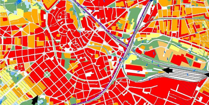 Ausschnitt aus der Stadtklimaanalysekarte der Stadt Osnabrück (GEO-NET 2017)